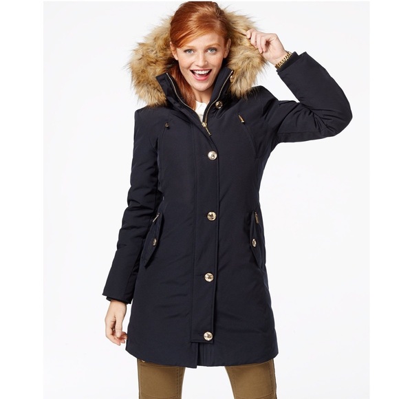 Michael Kors Coat Faux-fur-hood Size M - Picture 2 of 6